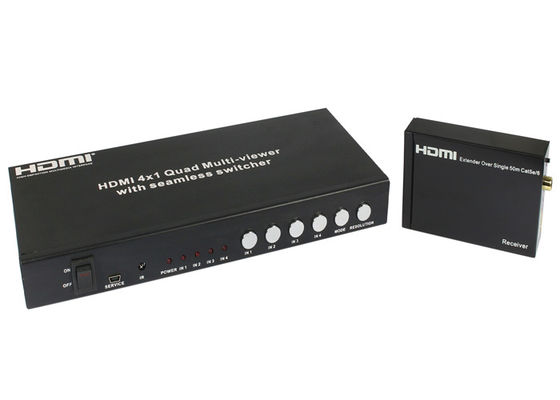 Visor do quadrilátero do prolongamento HDMI 4x1 de UTP multi com comando do interruptor sem emenda de RS232 e de IR