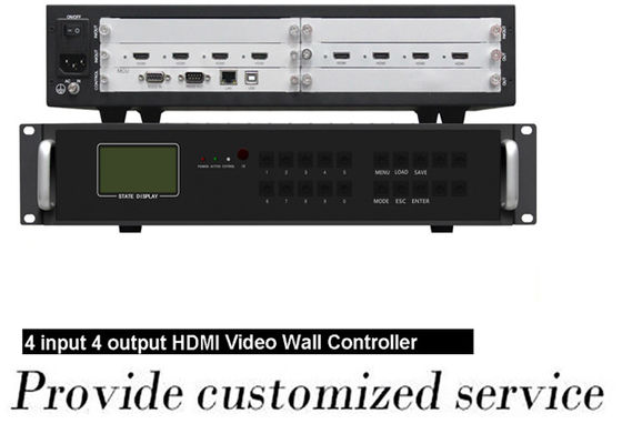 HDMI 4 em 4 para fora dos portos fêmeas video do controlador 2x2 RJ45 da parede 4K para 9 telas