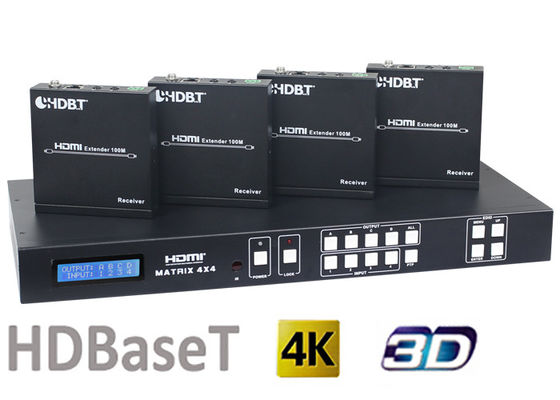 Agulheiro da matriz de HDMI1.4 4X4 HDBaseT com os receptores de 4Pcs 70M And 100M HDMI HDBaseT