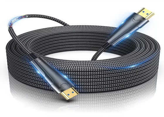 "Cable de fibra óptica HDMI ultra-alta velocidade Transmissão 4K/8K, latência zero"