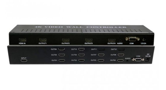 Processador de Video Wall 3x3 4K 60Hz com Fontes de Sinal VGA HDMI e Suporte a Controlador de Video Wall