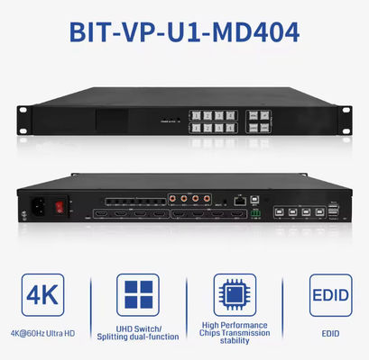 Switcher de matriz de vídeo para entradas e saídas 4/4 até 4Kx2k 60Hz