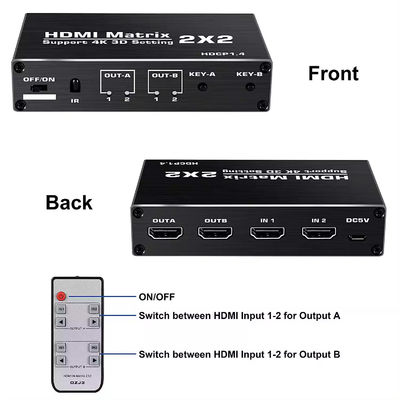 Suporte EDID 70 metros IR HDBaseT 4X4 HDMI Matrix Switcher com controle remoto IR