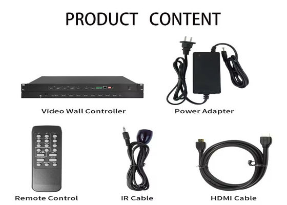 RS232 LAN IR Remote Control LCD Video Wall Controller com saída HDMI DVI e modos de parede 2x2 2x3 3x2 4x1 4x2 3x3