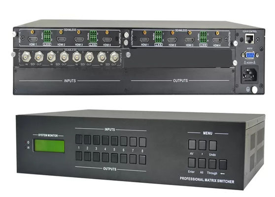 Comutador de matriz de vídeo DVI com 4 entradas e 4 saídas controladas pelo painel frontal