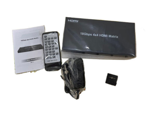 Switcher de matriz HDMI 4X4 com múltiplas opções de controle e saídas 4K