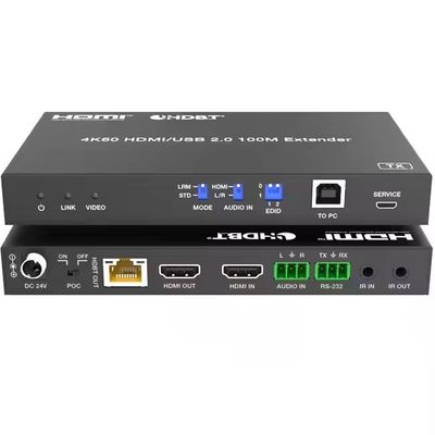 Extensor 4K USB 2.0 HDBaseT através da LAN HDBaseT PoC Cable Cat5e/6a/7 único, Max 100m