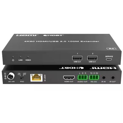 Extensor 4K USB 2.0 HDBaseT através da LAN HDBaseT PoC Cable Cat5e/6a/7 único, Max 100m