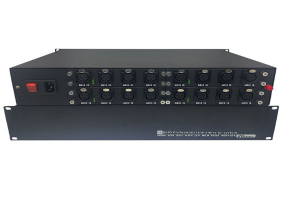 Extensor de áudio de fibra óptica de 8 canais e 6 canais com caixa de 1 u