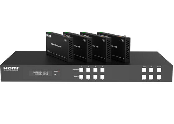 VINCAN 4x4 HDBaseT HDMI Matrix Switcher com 4K60 4:4:4, PoC e 4 Receptores para Distribuição AV Profissional
