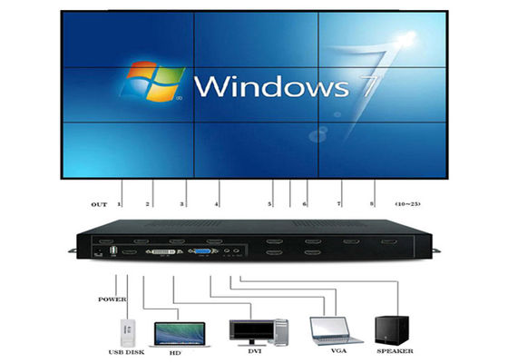 HDMI 1 em 9 para fora do processador video 2x2 3X3 3x2 4x2 da parede de 1080P VGA