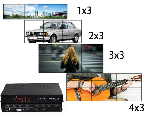 1 em 8 saídas/1 em 9 para fora do controlador video da parede da tevê de HDMI 3x3 LCD com 9 telas